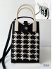 Large Capacity Super Soft Houndstooth Patterned Knitted Cellphone Bag W Strap (Heart Button Closure)